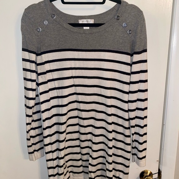 Motherhood Maternity, Button Detail Maternity Sweater, Black & White Stripe, XL - Picture 1 of 2